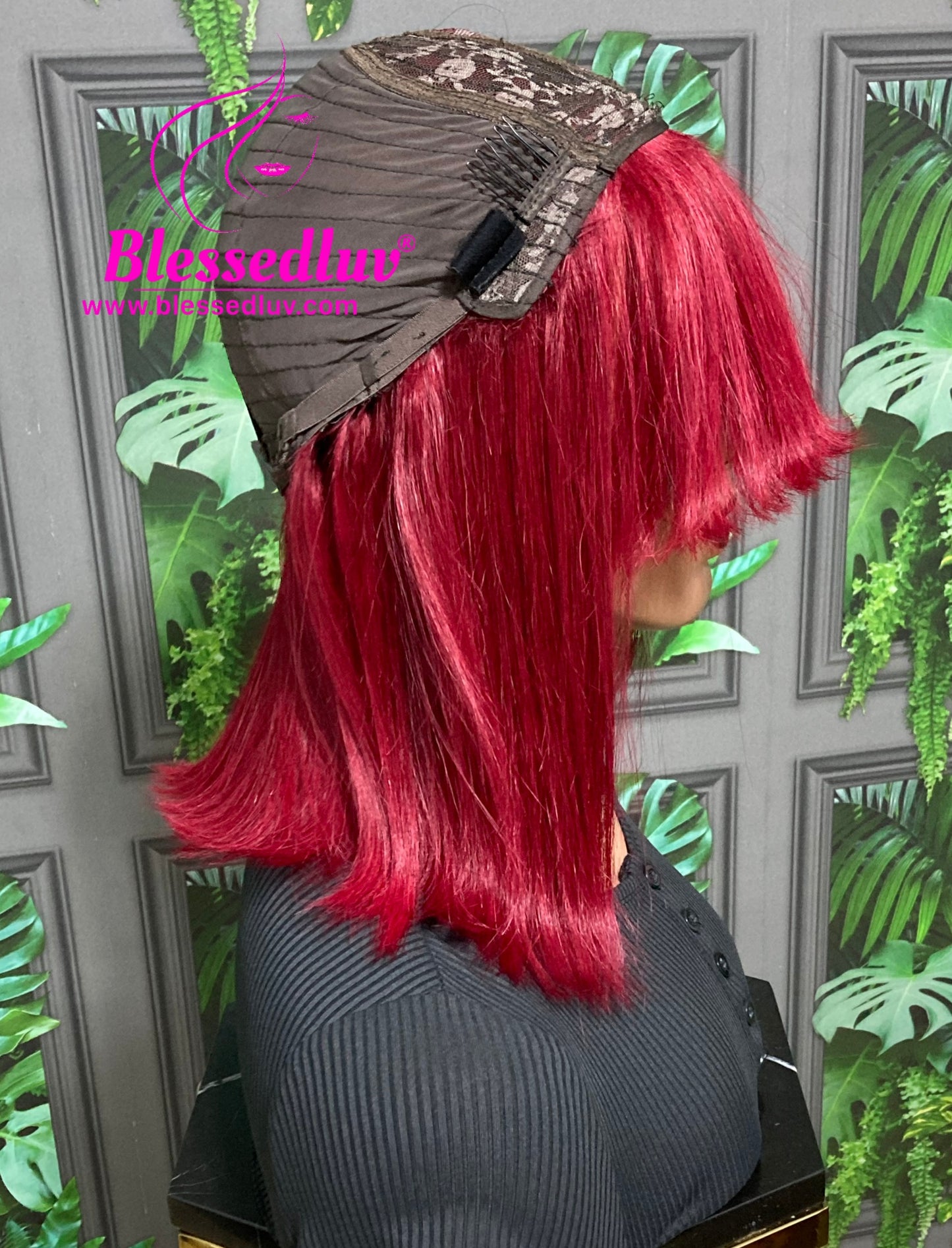 Sani - Burgandy Glueless Fringe Closure Wig - Luxury Double Drawn Collection-Wigs-www.blessedluv.com-Brazilianweave.com