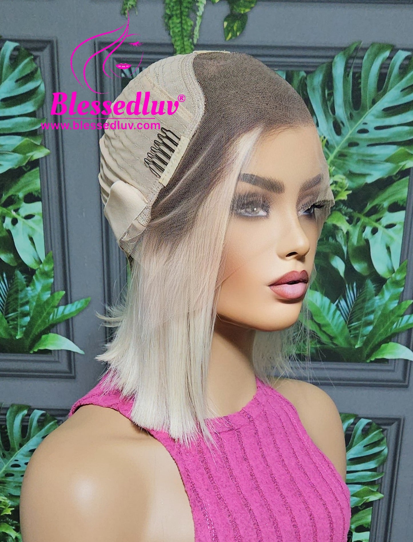 Lusy - Pearl Blonde Ombre Closure Bob Wig-www.blessedluv.com-Brazilianweave.com