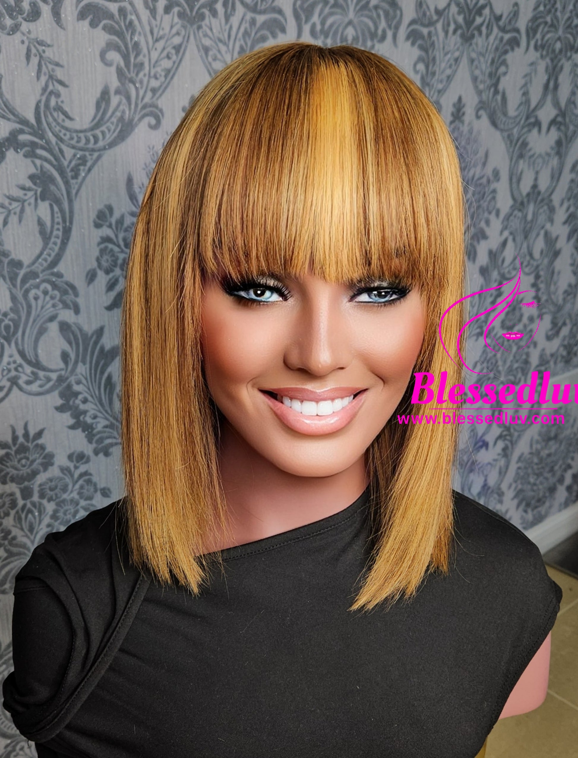 Trisha - Glueless Highlights Fringe Closure Wig - Luxury Double Drawn Collection-Wigs-www.blessedluv.com-Brazilianweave.com