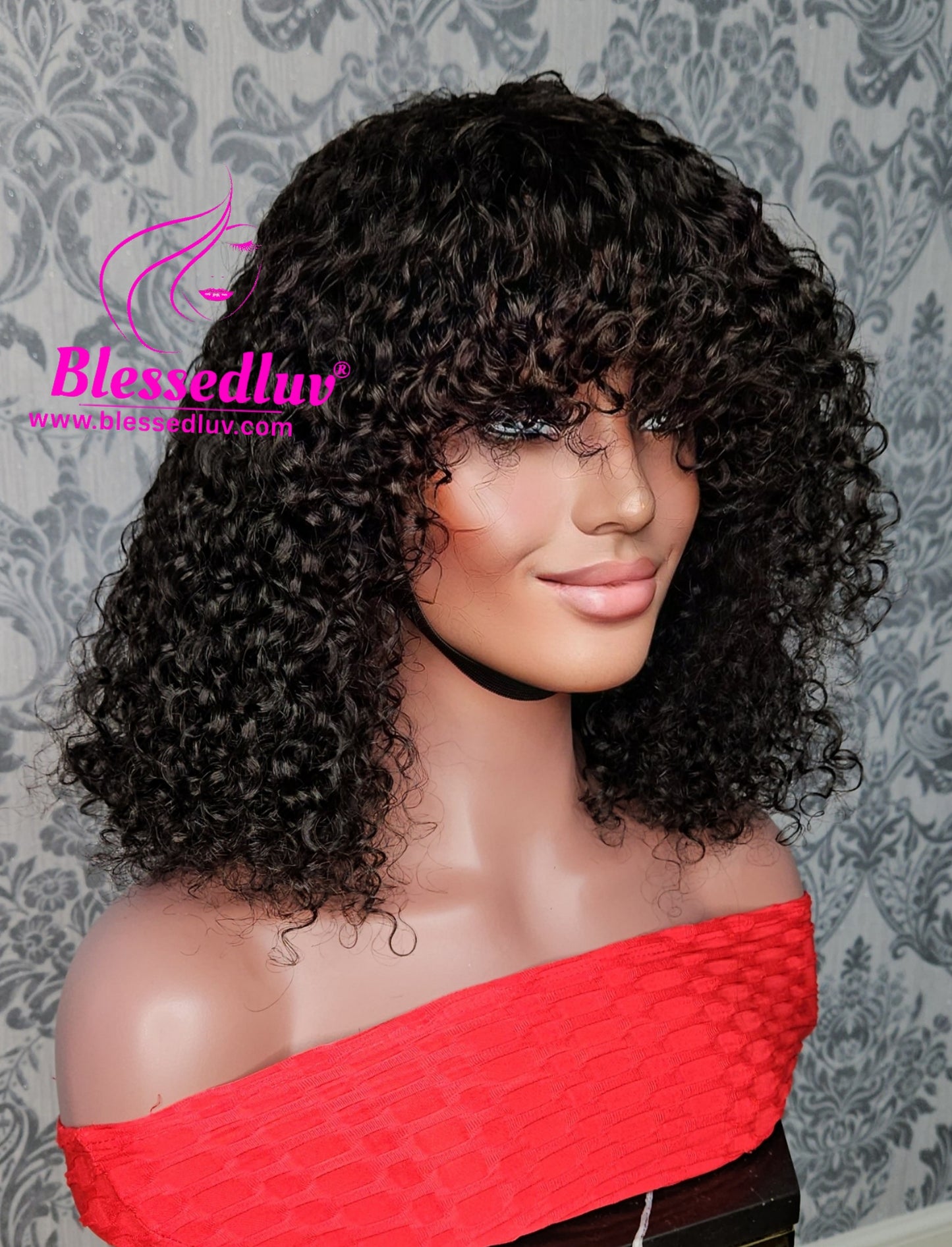 Safia - Glueless Natural Curls Fringe Machine Wig - Christmas Sale ends 10th December✨️-Wigs-www.blessedluv.com-Brazilianweave.com