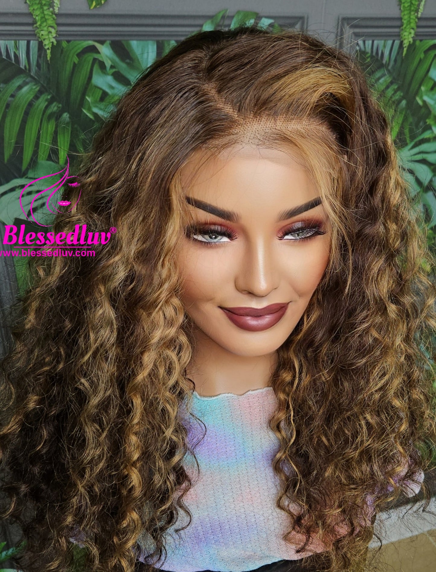 Daisy - Glueless Highlights Curly Lace Closure Wig-Wigs-www.blessedluv.com-Brazilianweave.com