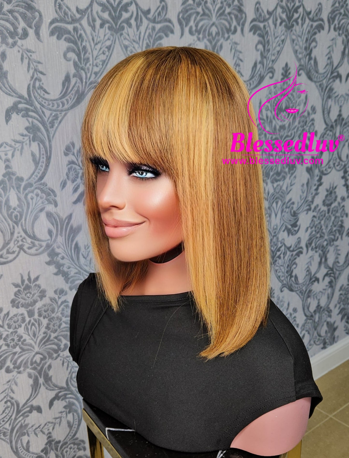 Trisha - Glueless Highlights Fringe Closure Wig - Luxury Double Drawn Collection-Wigs-www.blessedluv.com-Brazilianweave.com