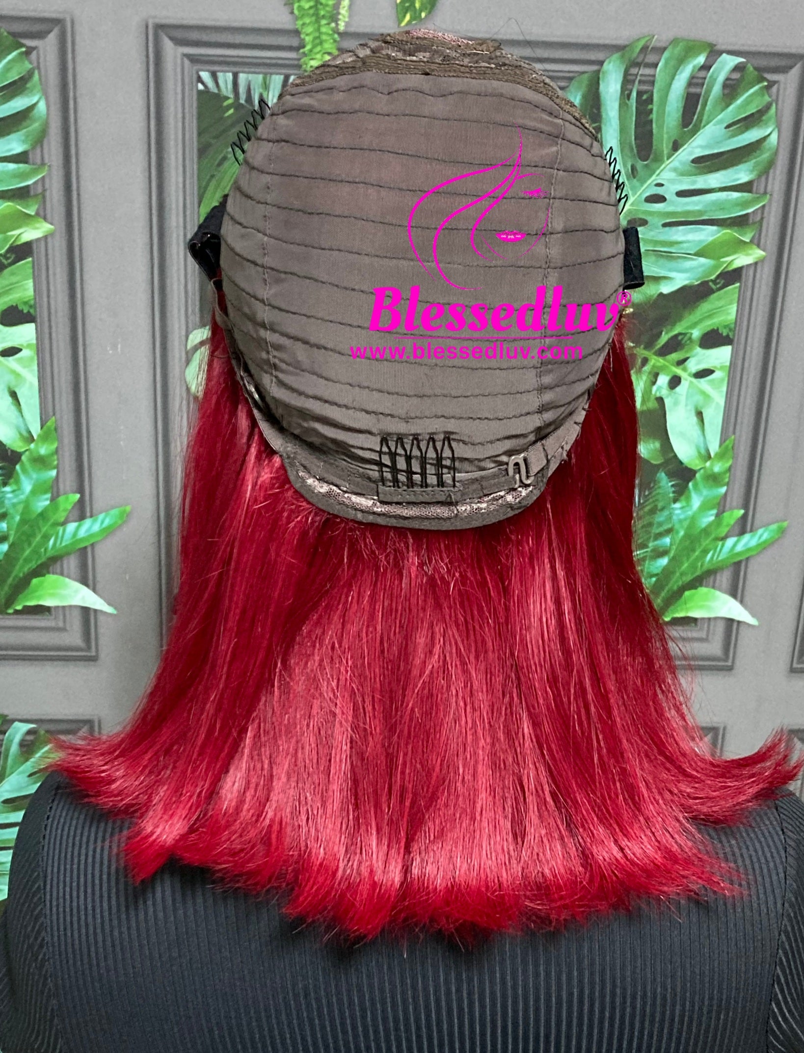 Sani - Burgandy Glueless Fringe Closure Wig - Luxury Double Drawn Collection-Wigs-www.blessedluv.com-Brazilianweave.com