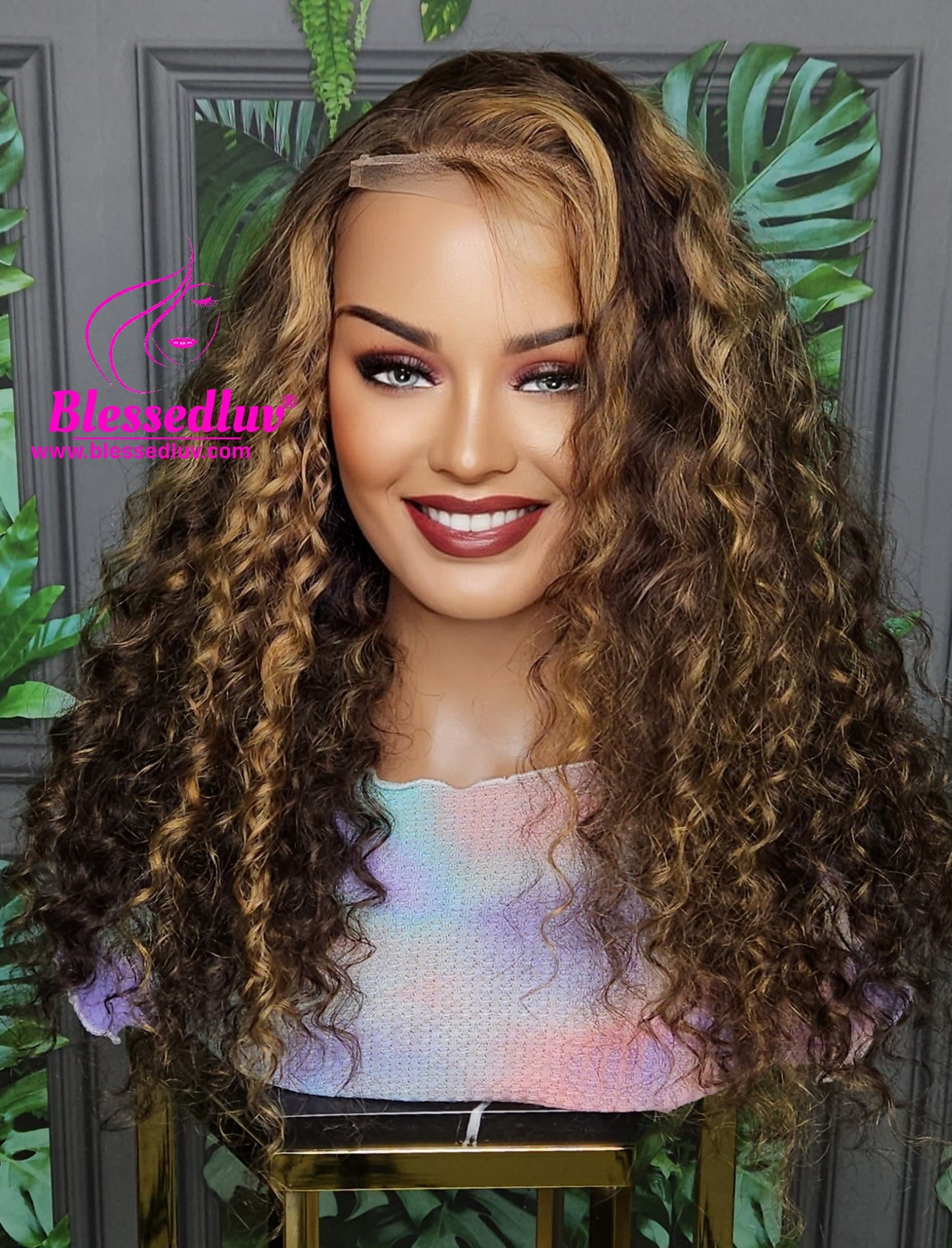 Daisy - Glueless Highlights Curly Lace Closure Wig-Wigs-www.blessedluv.com-Brazilianweave.com