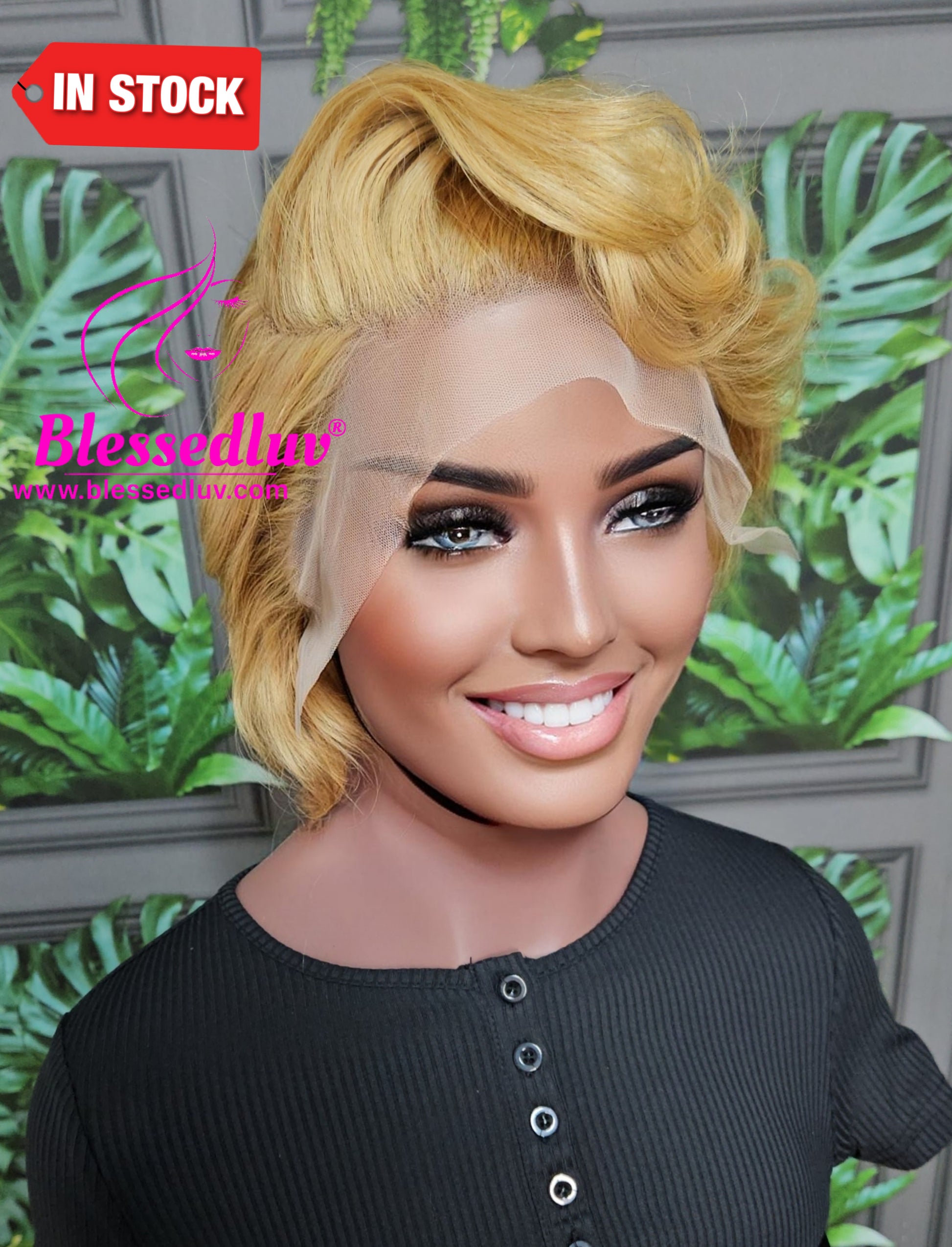 Isa - Pixie Glueless Blonde Ombré Lace Frontal Wig - Affordable Collection-Wigs-www.blessedluv.com-Brazilianweave.com