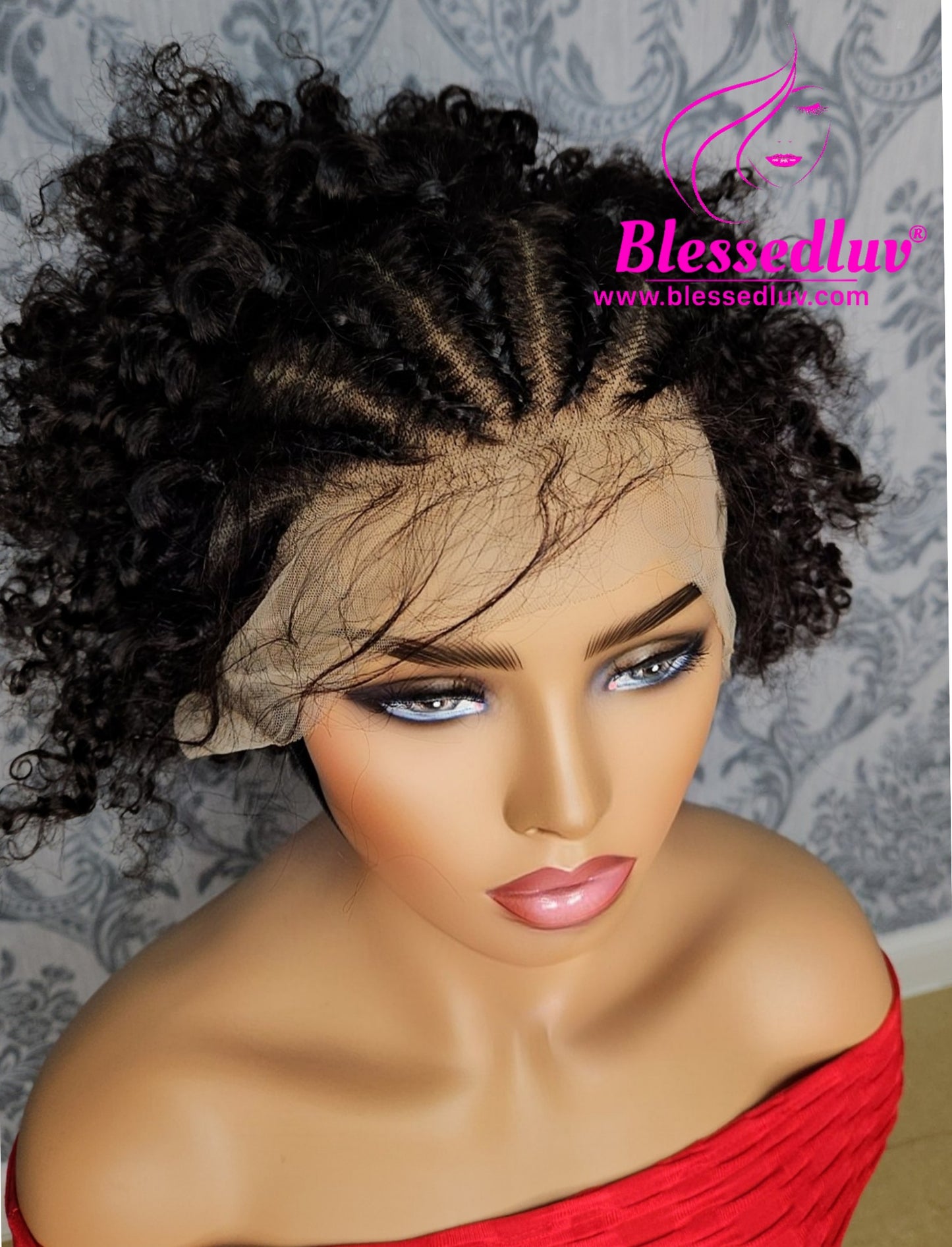 Adetola - Braided Glueless Curly Frontal Wig - Affordable Collection-Wigs-www.blessedluv.com-Brazilianweave.com