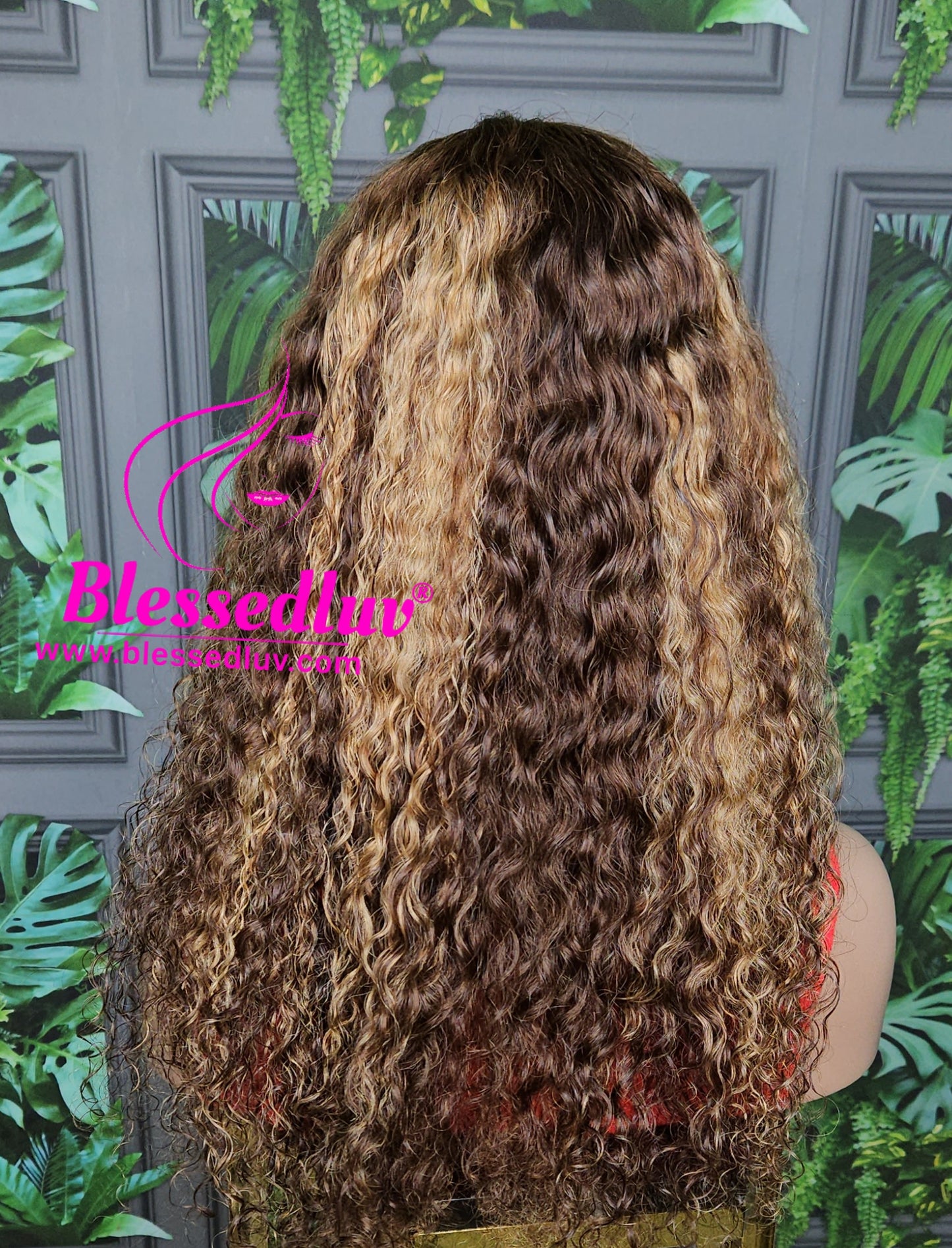 Hana - Glueless Highlights Curly Frontal Wig - Stock-Wigs-www.blessedluv.com-Brazilianweave.com