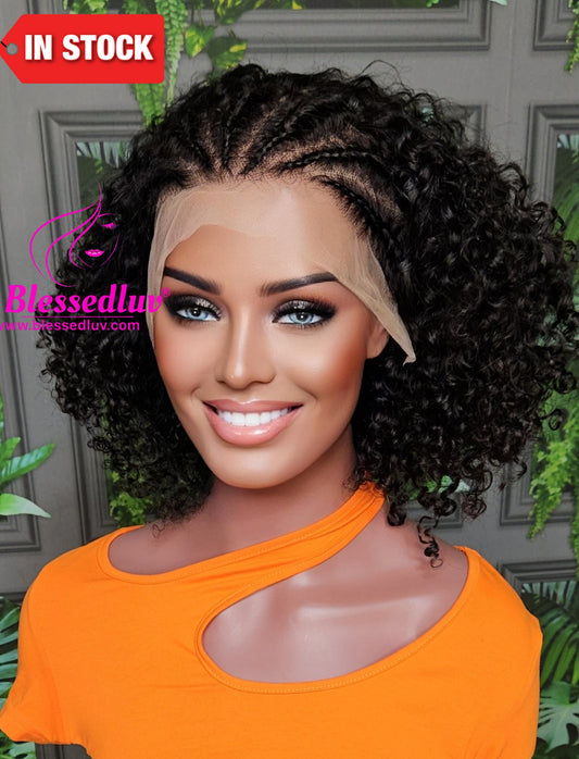 Lucia - Braided Glueless Curly Frontal Wig - Affordable Collection-Wigs-www.blessedluv.com-Brazilianweave.com