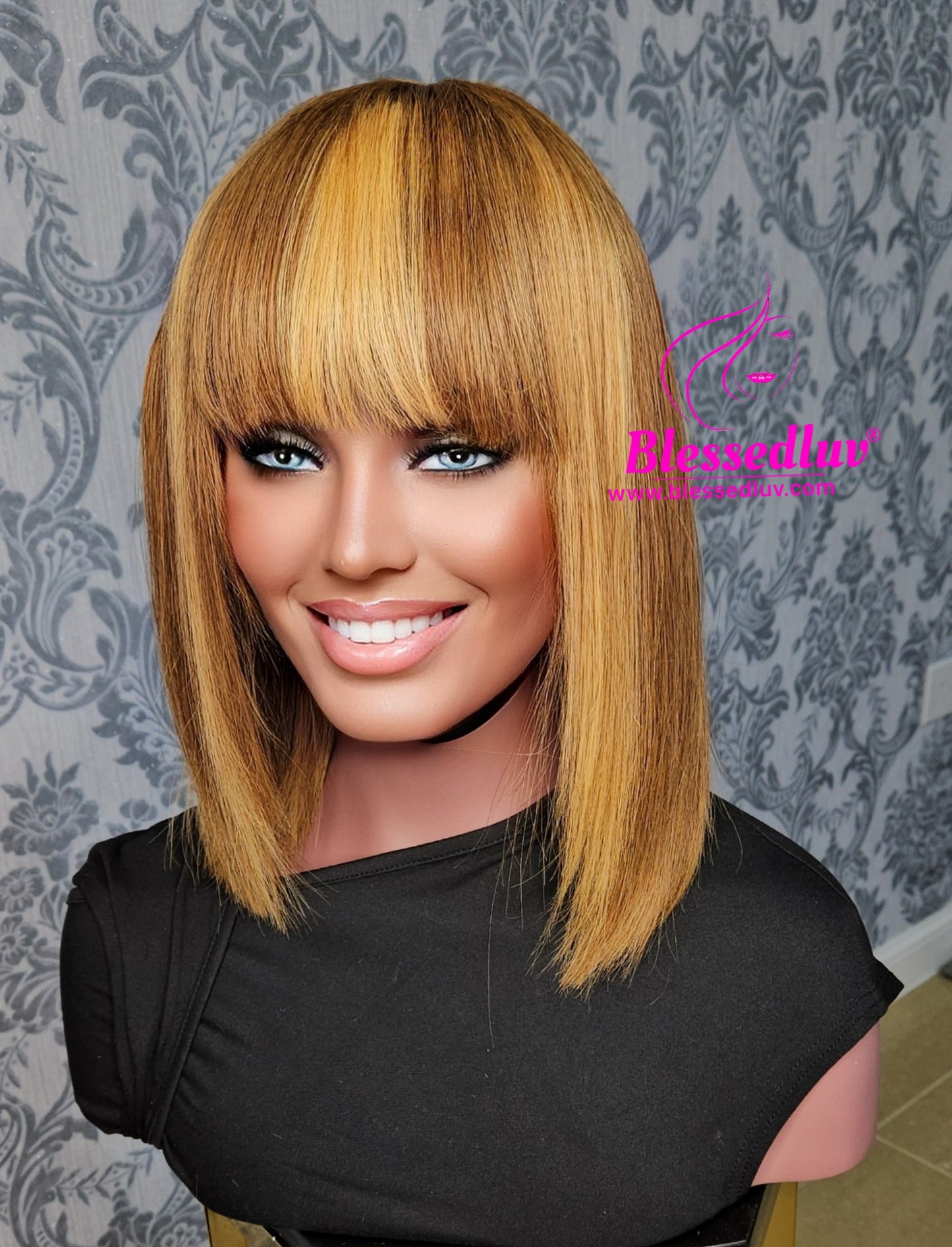 Trisha - Glueless Highlights Fringe Closure Wig - Luxury Double Drawn Collection-Wigs-www.blessedluv.com-Brazilianweave.com