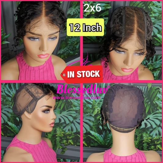 12 inch - 2 in 1 Glueless Wig Cap: 2x6 Real HD Lace Closure - Curly-Wigs-Blessedluv.com-12 Inch - £66-Brazilianweave.com