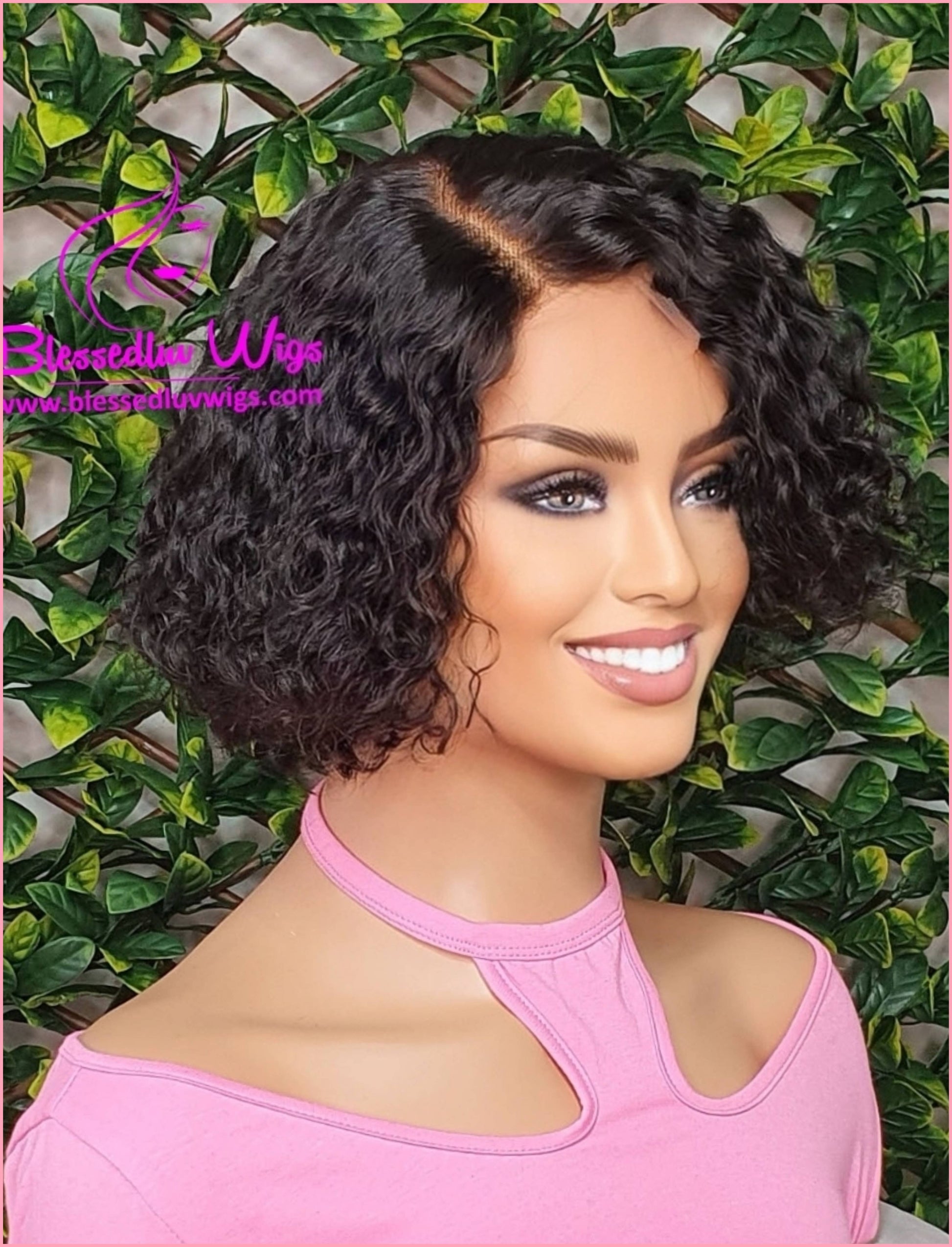 Madeline - Curly Blunt bob Brazilian Lace Closure Wig Sale-Wigs-www.brazilianweave.com-Brazilianweave.com