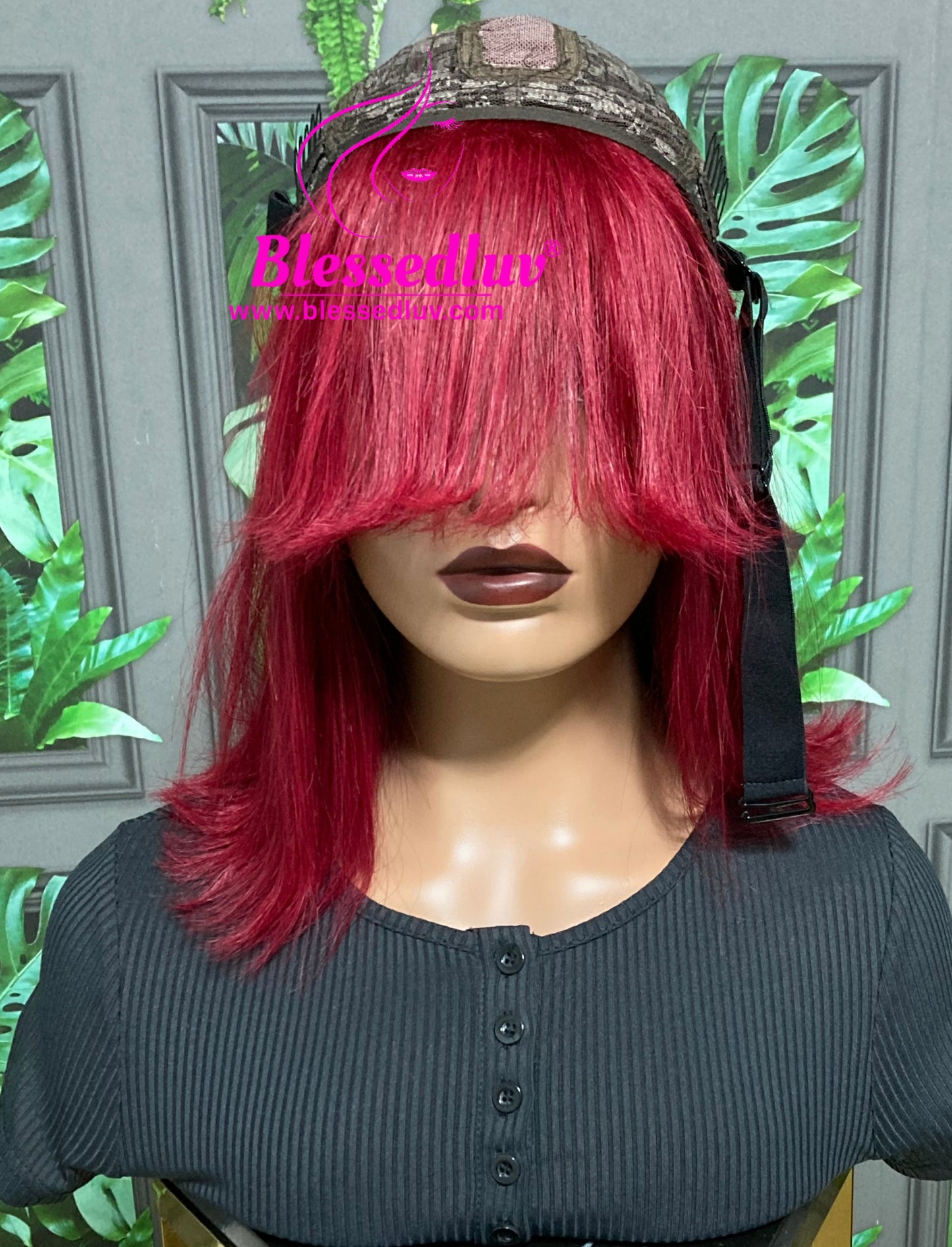 Sani - Burgandy Glueless Fringe Closure Wig - Luxury Double Drawn Collection-Wigs-www.blessedluv.com-Brazilianweave.com