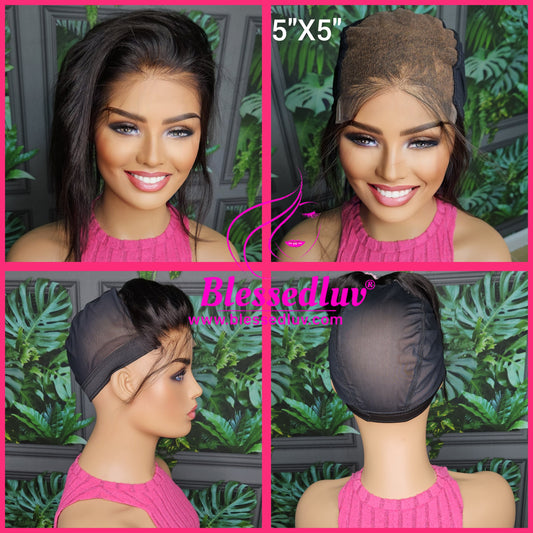 2 in 1 Glueless Wig Cap: 5x5 Real HD Lace Closure-Hair Extensions-Blessedluv.com-Brazilianweave.com