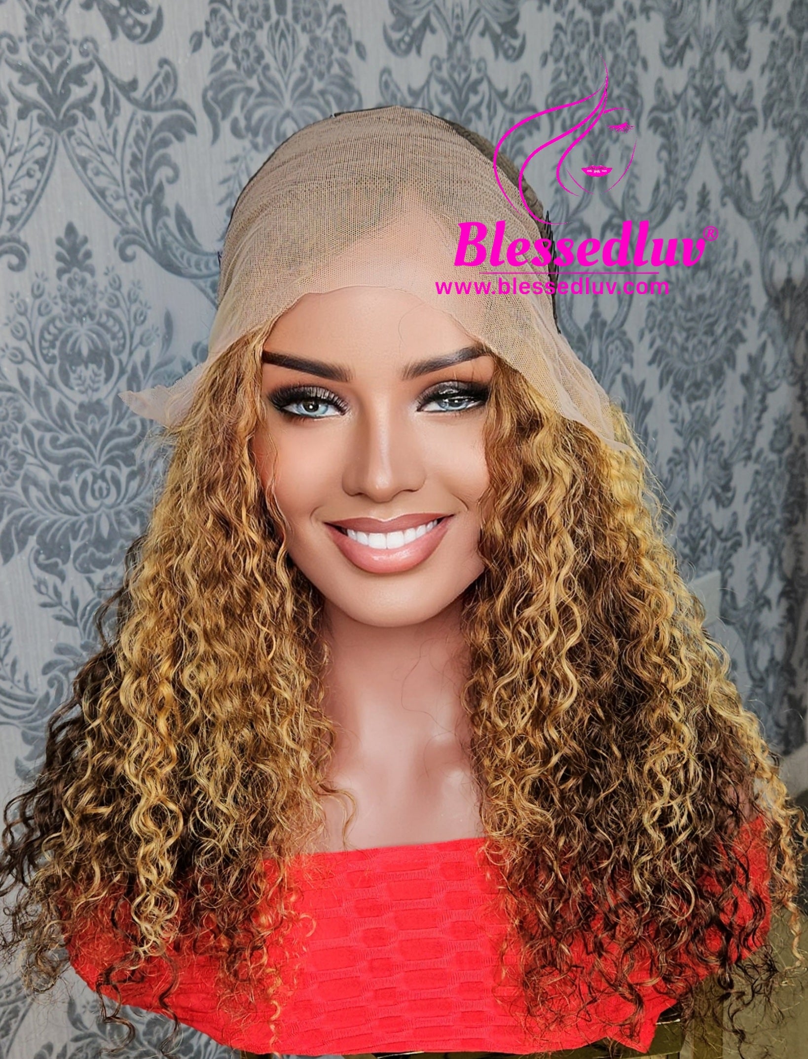 Shakila - Glueless Highlights Curly Frontal Wig-Wigs-www.blessedluv.com-Brazilianweave.com