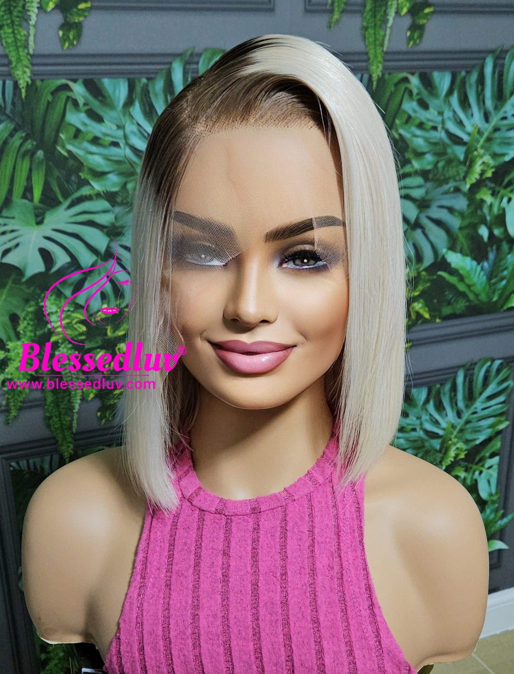 Lusy - Pearl Blonde Ombre Closure Bob Wig-www.blessedluv.com-Brazilianweave.com