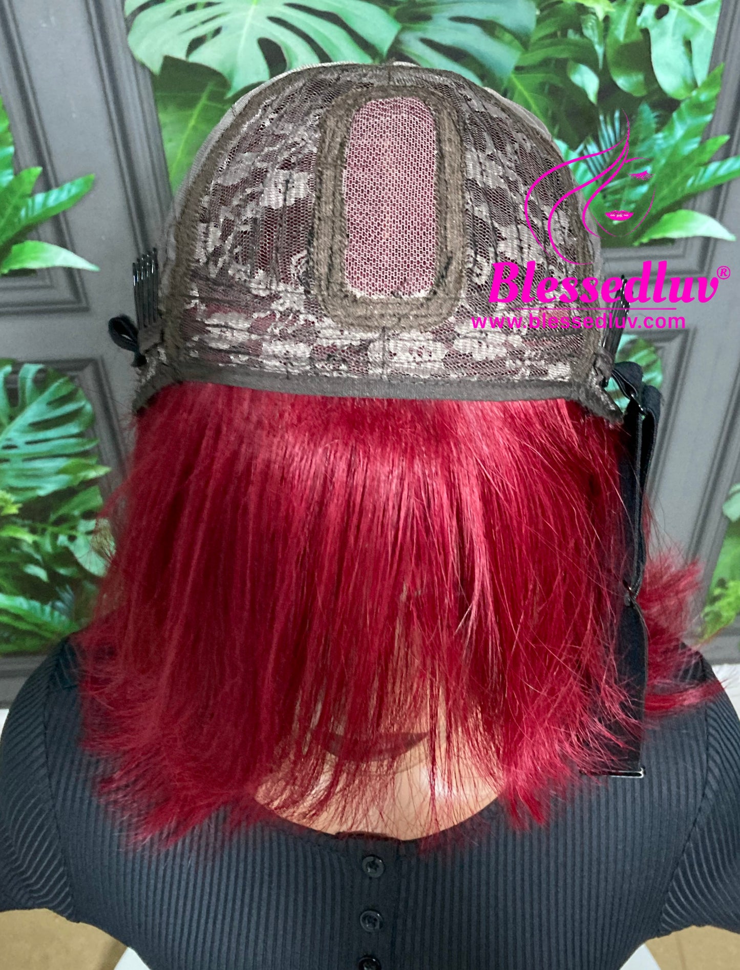 Sani - Burgandy Glueless Fringe Closure Wig - Luxury Double Drawn Collection-Wigs-www.blessedluv.com-Brazilianweave.com