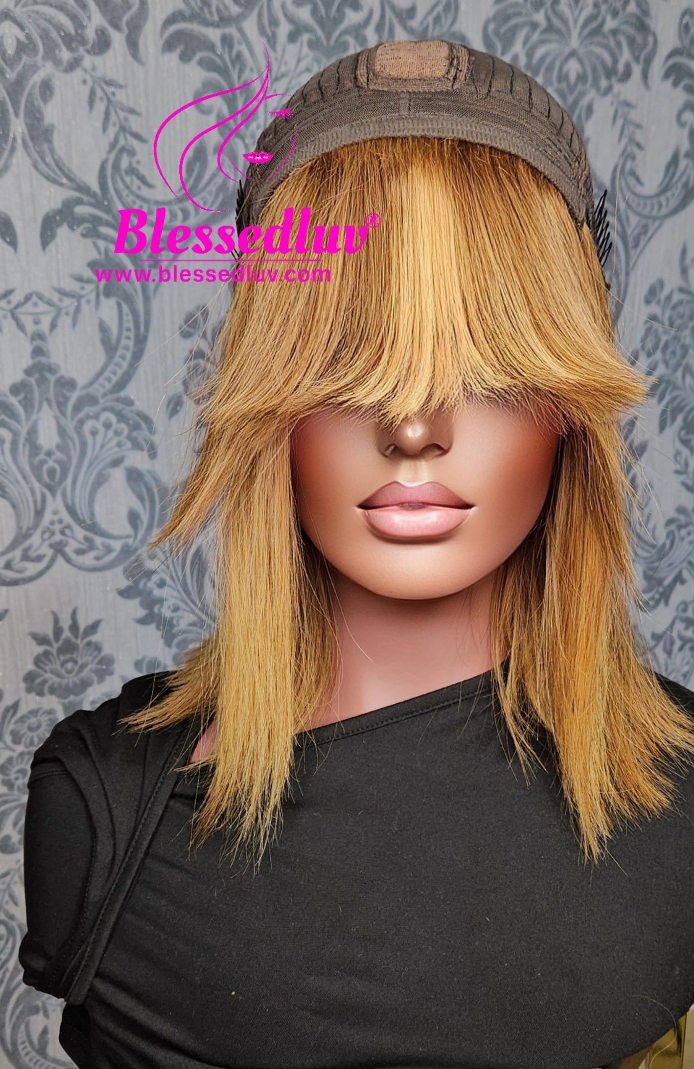 Trisha - Glueless Highlights Fringe Closure Wig - Luxury Double Drawn Collection-Wigs-www.blessedluv.com-Brazilianweave.com