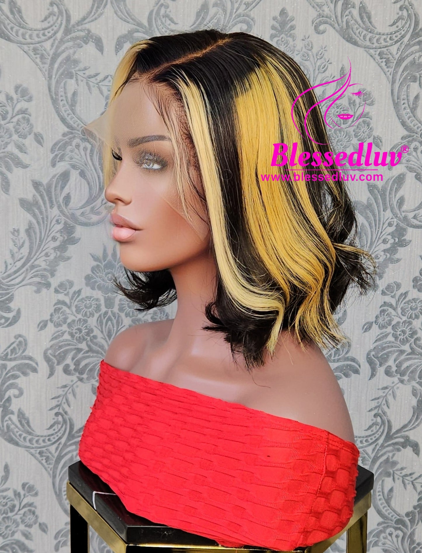 Joan - Ombre Highlights Frontal Bob Wig - Luxury Double Drawn Hair-www.blessedluv.com-Brazilianweave.com