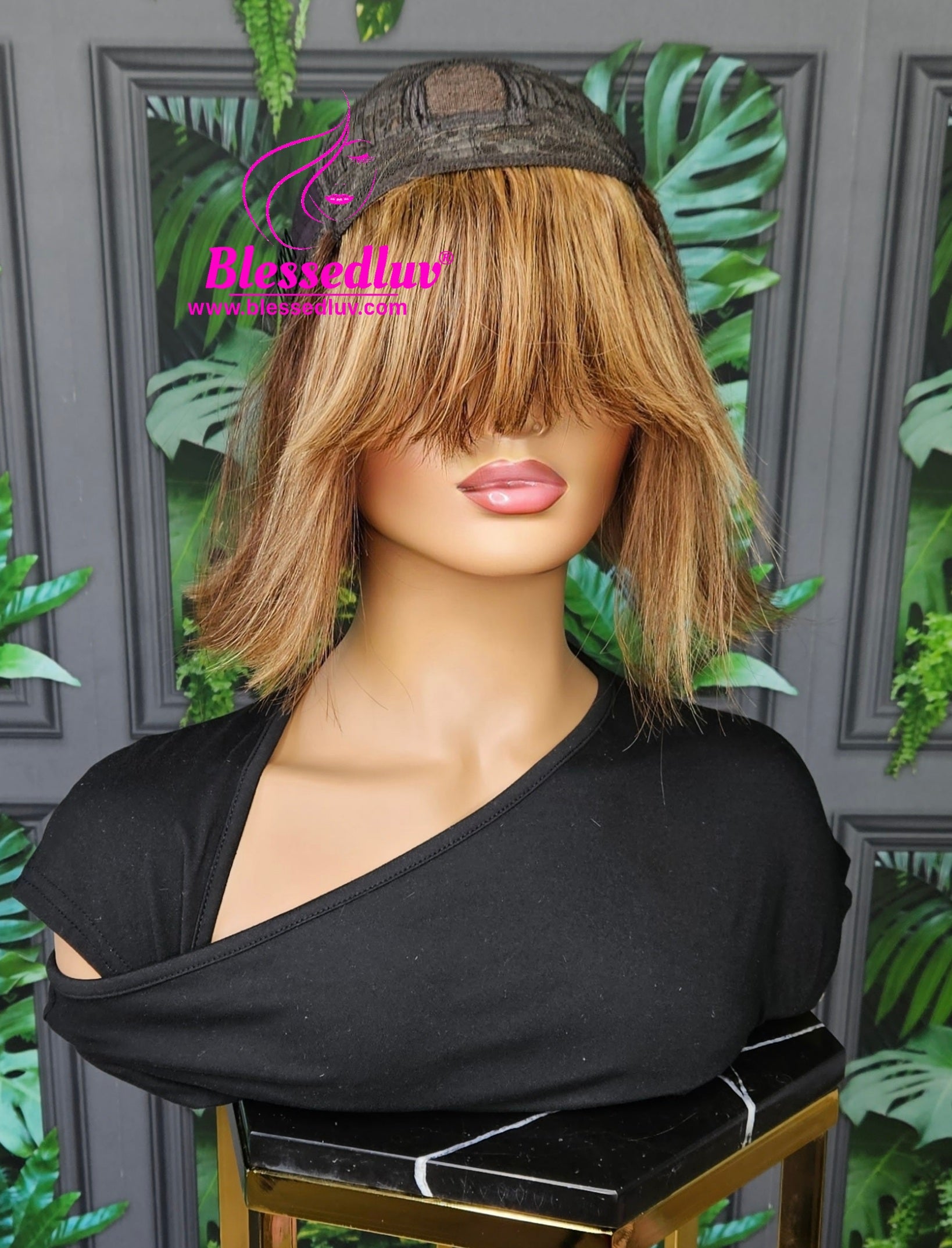 Justine - Balayage Bangs Bob Wig - SALE-Wig-Blessedluv.com-Brazilianweave.com