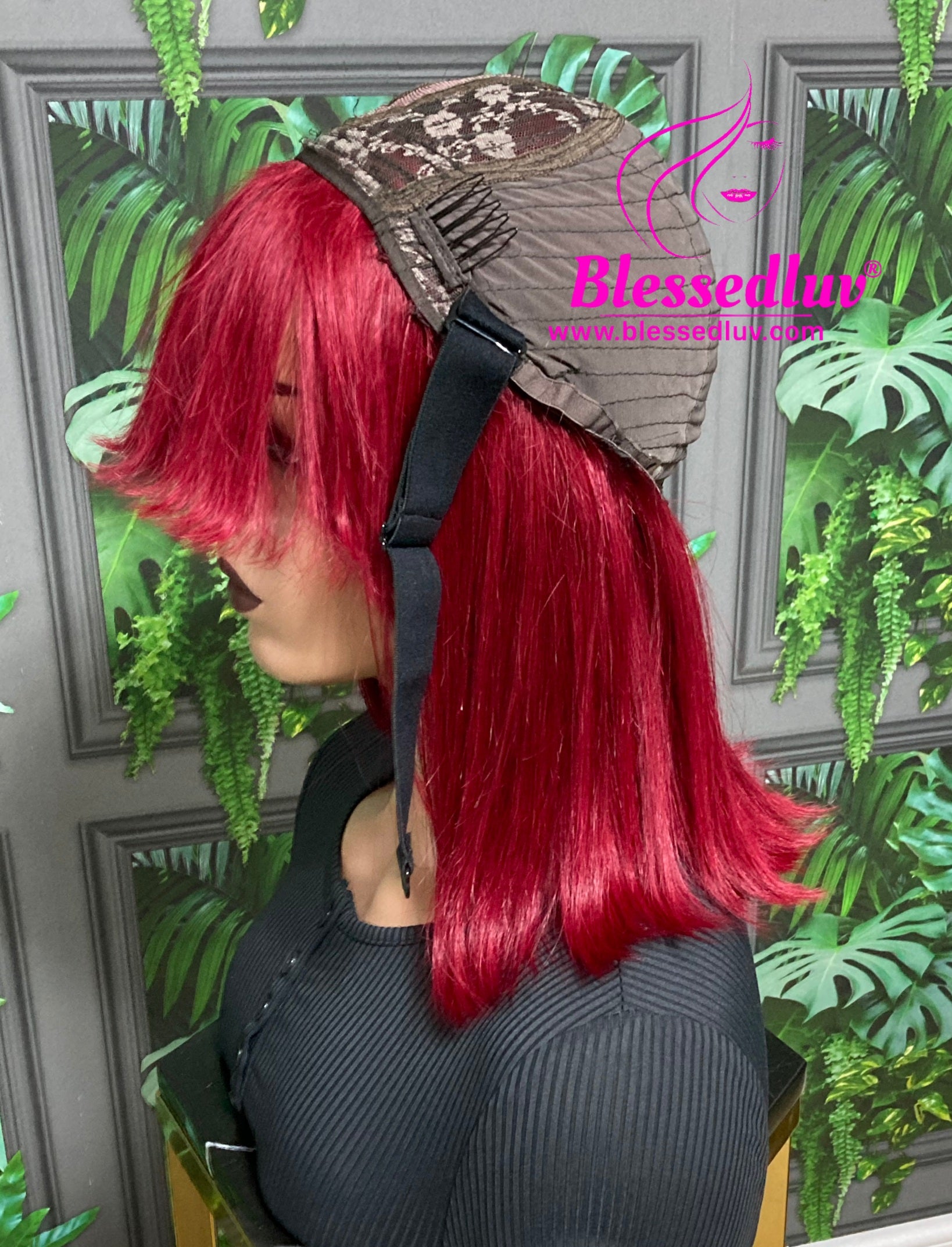 Sani - Burgandy Glueless Fringe Closure Wig - Luxury Double Drawn-Wigs-www.blessedluv.com-Brazilianweave.com