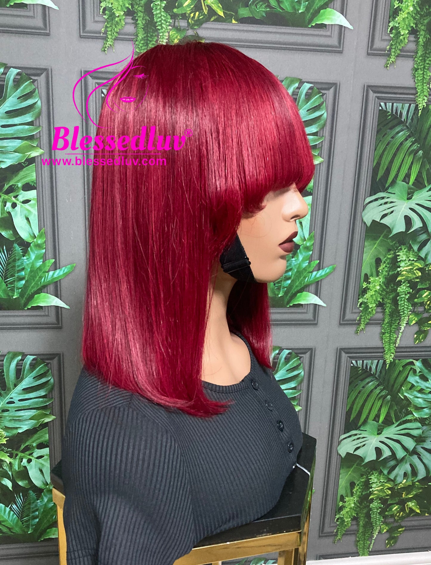 Sani - Burgandy Glueless Fringe Closure Wig - Luxury Double Drawn-Wigs-www.blessedluv.com-Brazilianweave.com