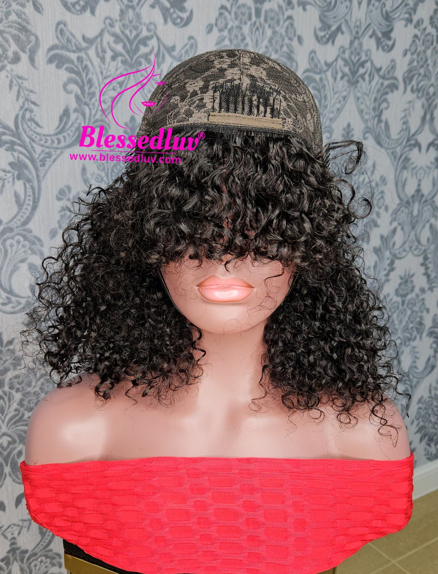 Safia - Glueless Natural Curls Fringe Machine Wig - Christmas Sale ends 10th December✨️-Wigs-www.blessedluv.com-Brazilianweave.com