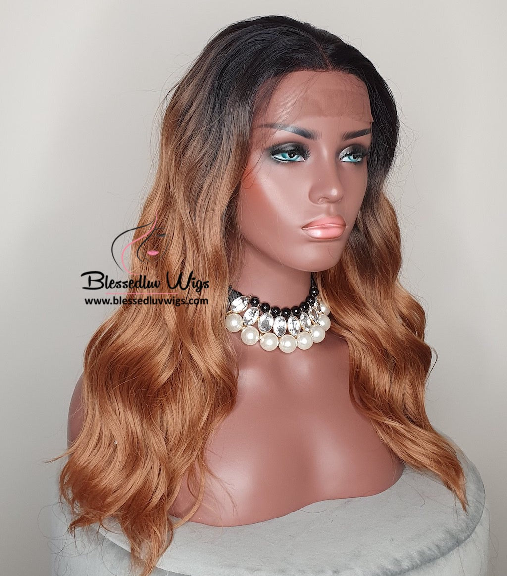 Ezra - Ombré #1b/honey Synthetic Lace Front Wig-Brazilianweave.com-Brazilianweave.com